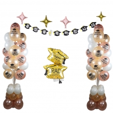 학사모졸업축하펄로즈골드스탠드앤가랜드세트